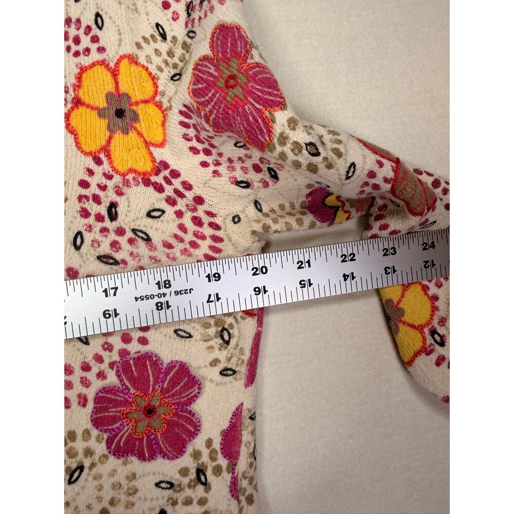 Sigrid Olsen Sport Floral Embroidered Beaded Sweater Top Women L Boho Cottage - Picture 5 of 6